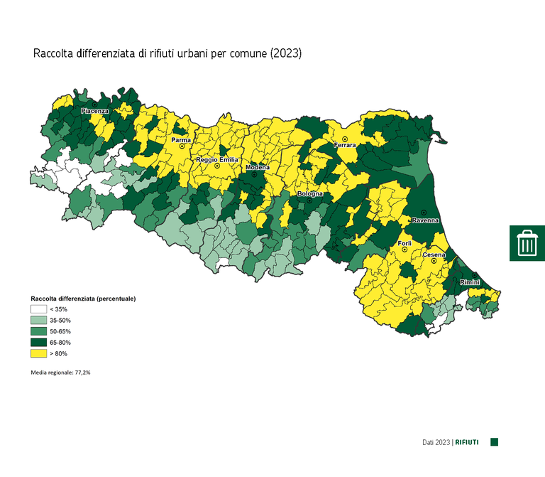 RIFIUTI - ARPAE RACCOLTA DIFFERENZIATA 2023 Mappa RER.png