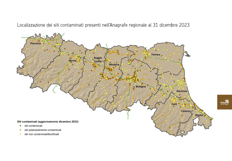 ARPAE DATI AMBIENTALI 2023 Mappa dei siti contaminati.png